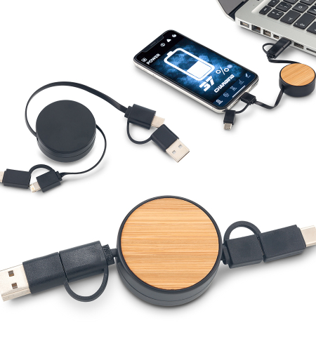 Ref. TE-419 Cable Multicargador Bamboo
