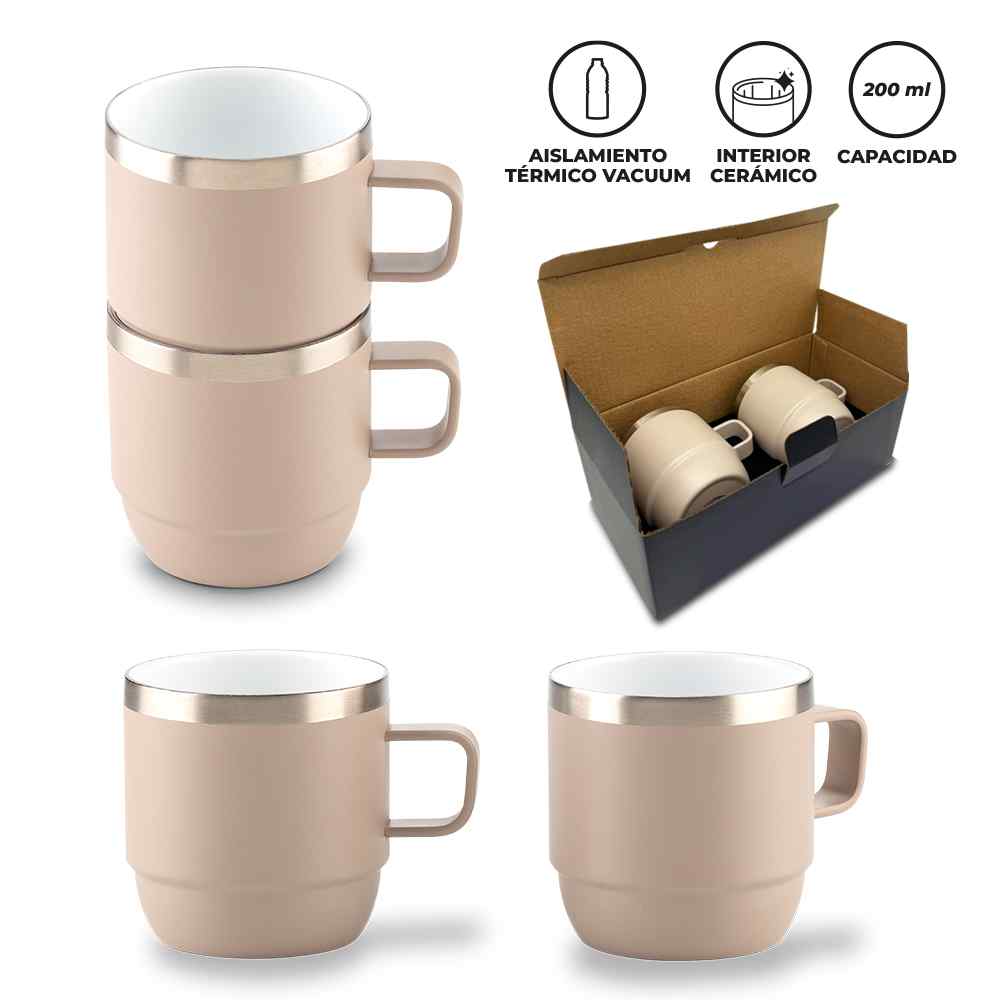 Ref. MU-410 SET DE MUGS METALICOS STYLOR 200mL