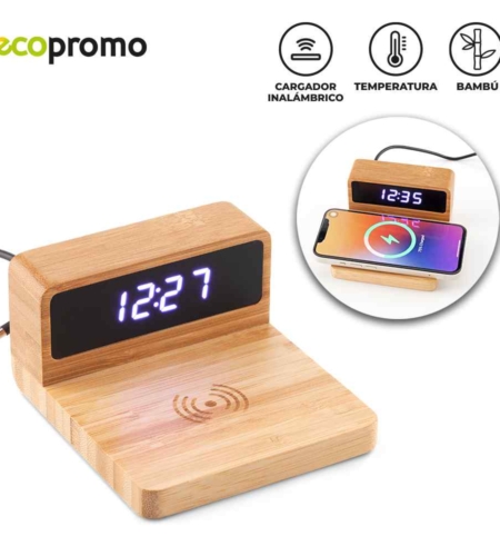 Ref. RE-203 Cargador Inalámbrico Bamboo Clock